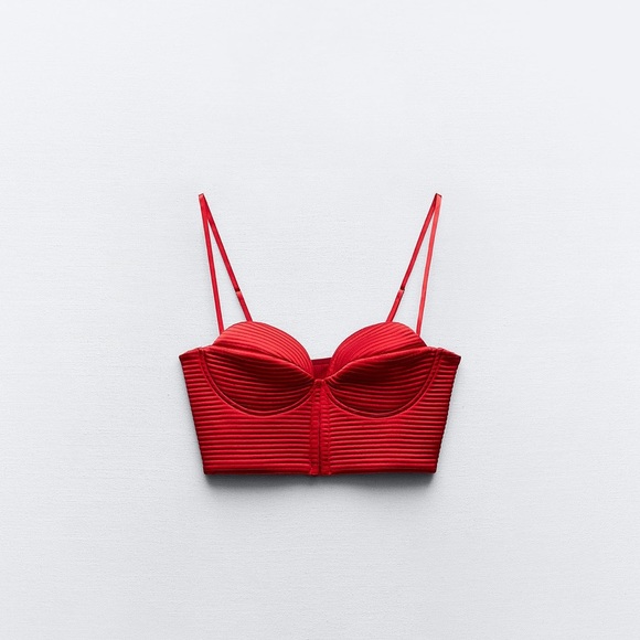 ZARA SATIN EFFECT CORSET TOP - Picture 2 of 7